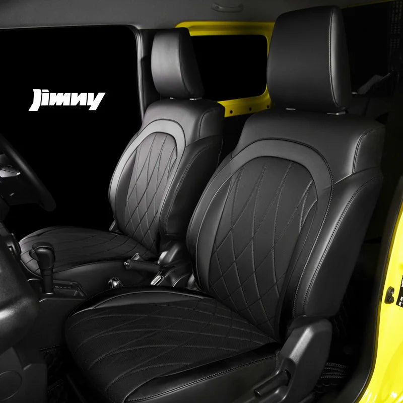 Custom Car Seat Covers Cushion Full Set Breathable Leather Airbag Compatible For Suzuki JIMNY Jb64 Jb74 2023 2022 2021 2020 2019 CM World