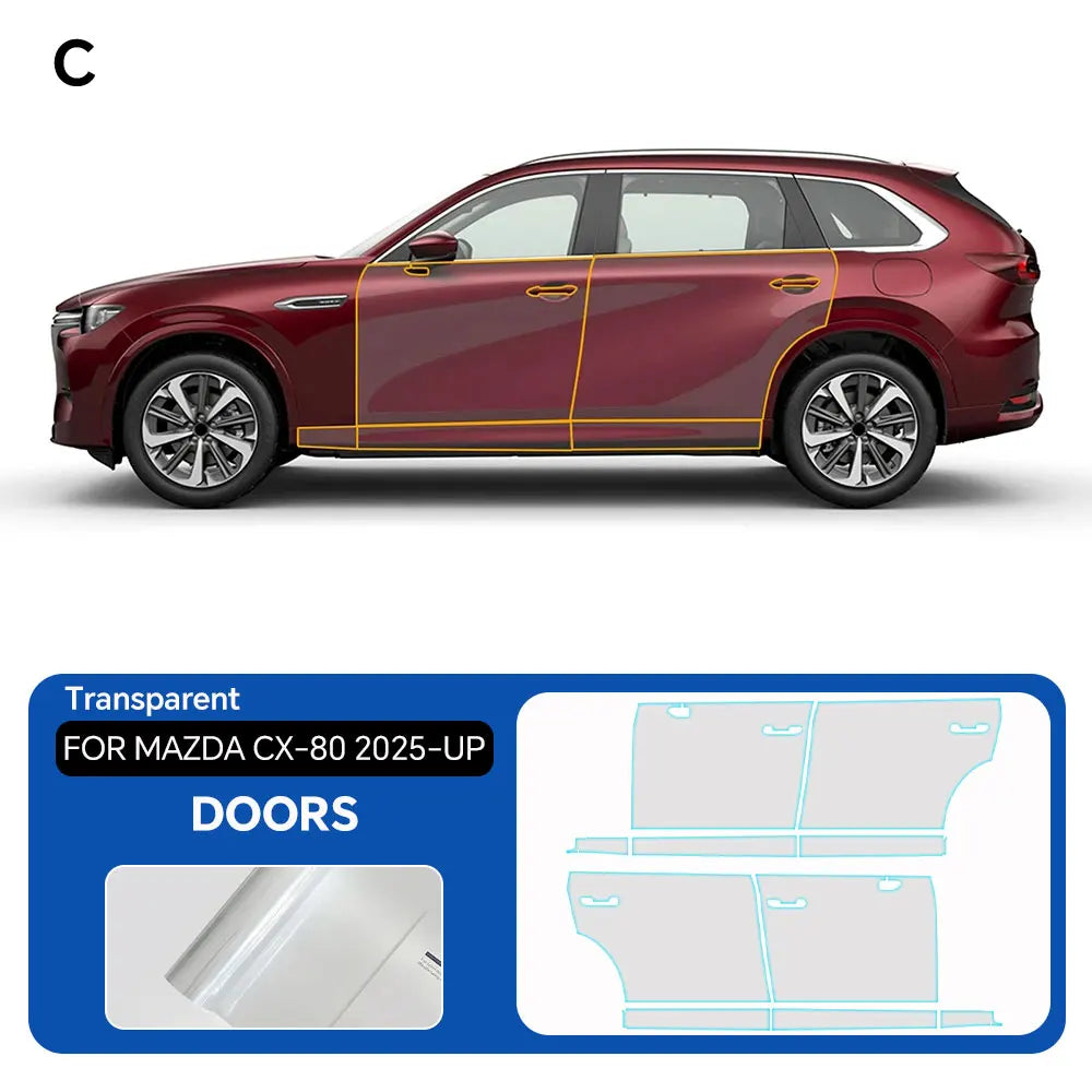 9mil TPU For Mazda CX80 2025-UP Car Paint Protection Film Body Sticker Anti-scratch Protective Transparent PPF Car Accessories Car Mobile World