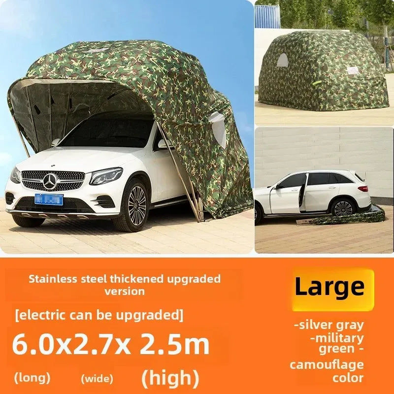 Any Size Custom Fully Automatic Folding Carport Waterproof Sunshade Mobile Garage Outdoor Parking Shelter Durable Oxford Fabric