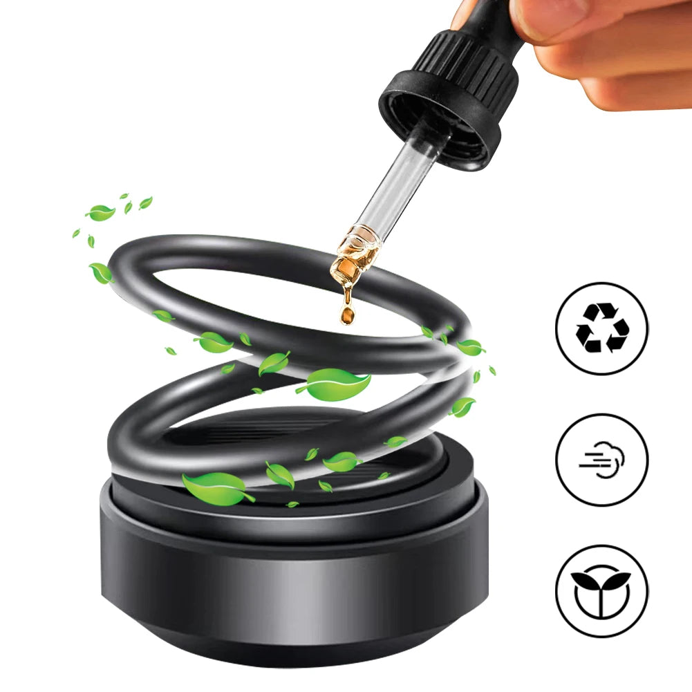 Solar Powered Aromatherapy Diffusers Portable Double Ring Aroma Diffuser Rotating Suspension Car Decoration Accessories