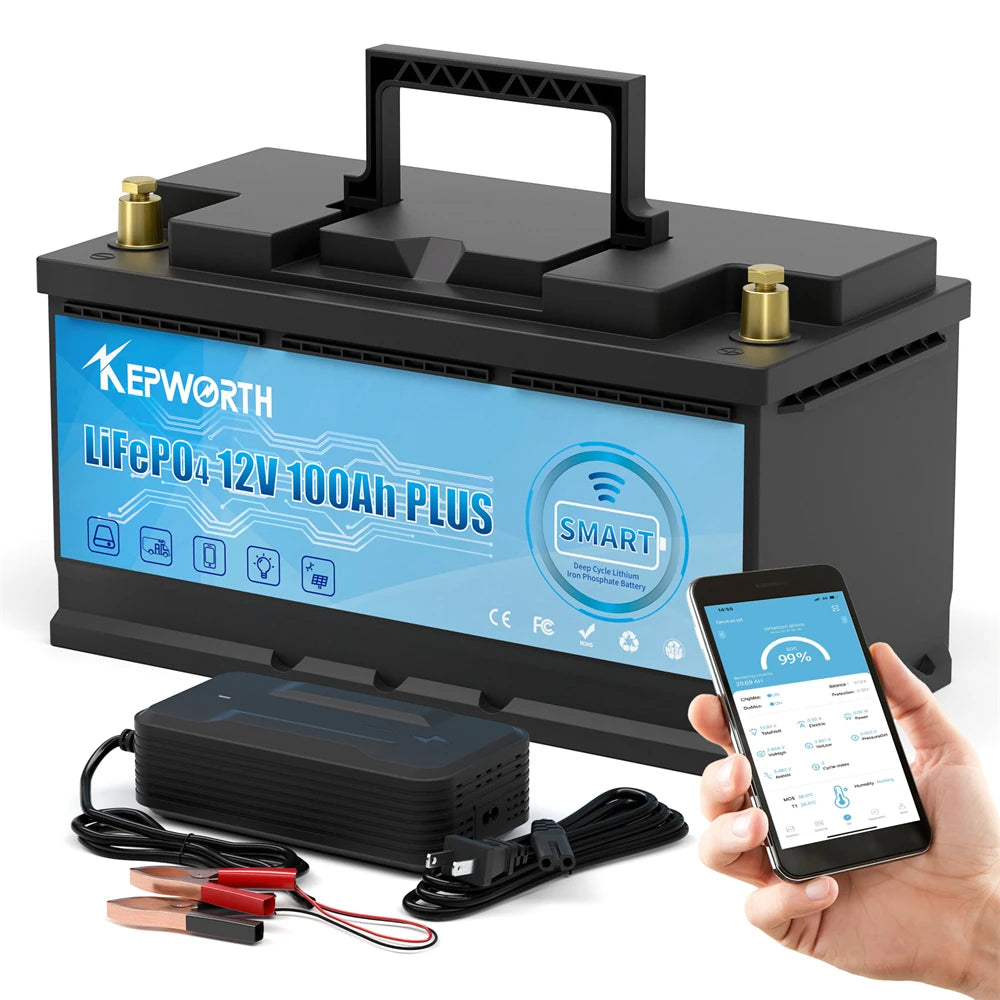 12V 24V 100AH 120AH 300AH LiFePO4 Battery Built-in Bluetooth  BMS Lithium Power Batteries 6000 Cycles For RV Campers Golf Cart