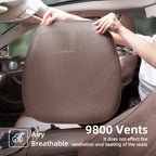 Four-Season Universal Car Seat Cushion Pu Leather Protective Pad Perforated Breathable Integrated Half-Cover Front and Rear Seat Cover Car Interior Accessories Black Red Mocha Brown Orange CM World