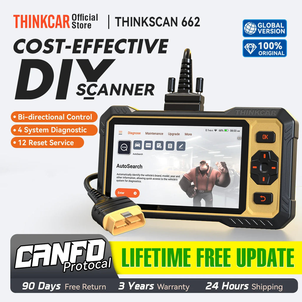 THINKCAR ThinkScan 662 Bi-directional Scan Tool CANFD Obd2 Scanner Car Diagnostic Tool Automotivo Code Reader 12 Reset Life Free Car Mobile World