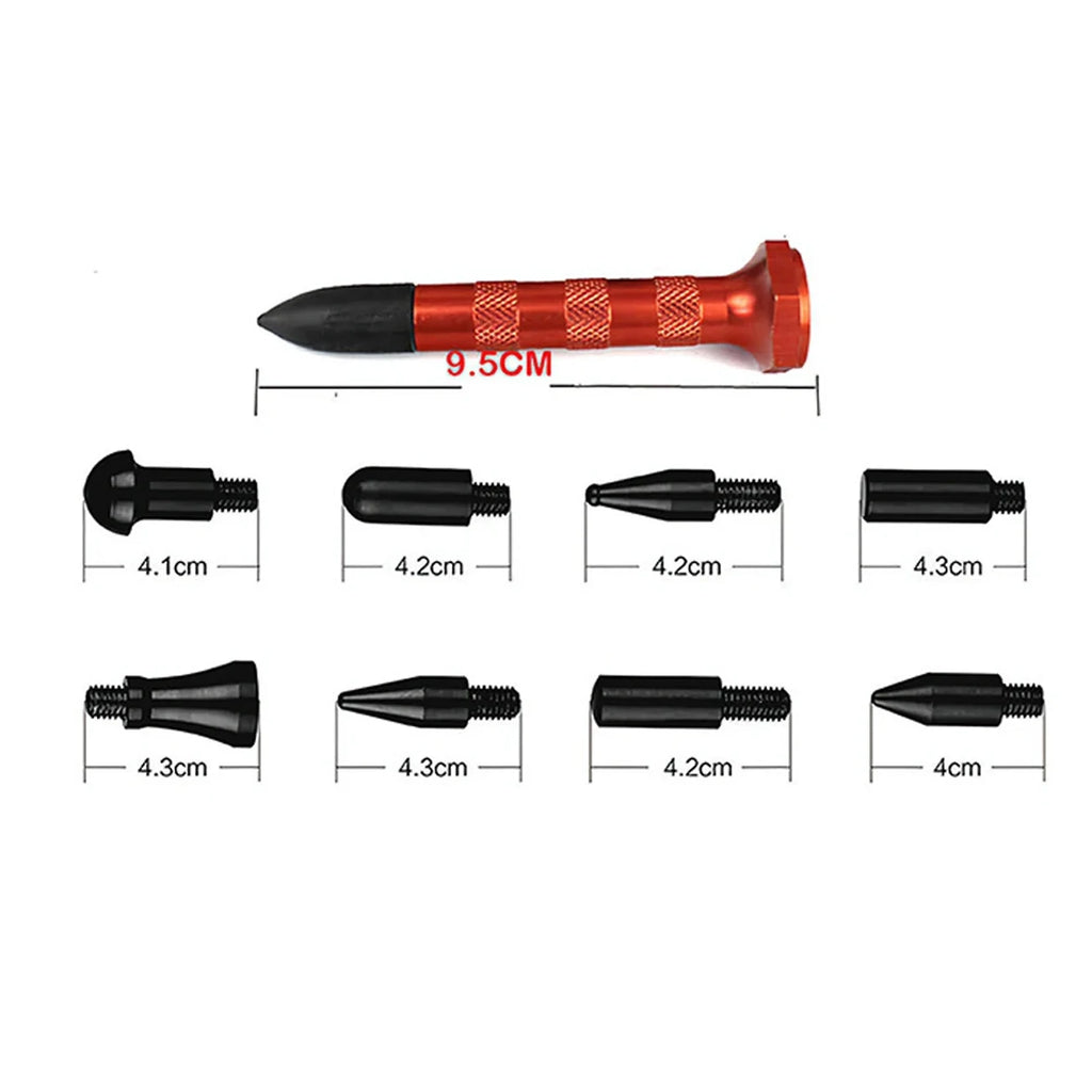 9 Heads Tips Paintless Dent Repair Kit Car Body Dent Removal Tools Knockdown Tips Tools Metal Dent Tap Down Tools CM World