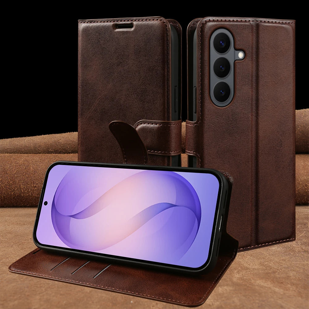 Phone Leather Case For Samsung Galaxy S26 Plus S25 S24 FE S23 S22 S21 Ultra A55 A26 A36 A16 M36 A27 A37 A57 A17 Flip Case Cover