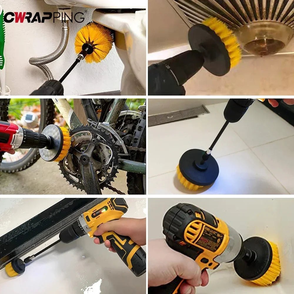 Nylon round Cleaning Brush Set for Electric Drill High-Density Bristle Carpet And Glass Cleaning Tool Kit. CM World