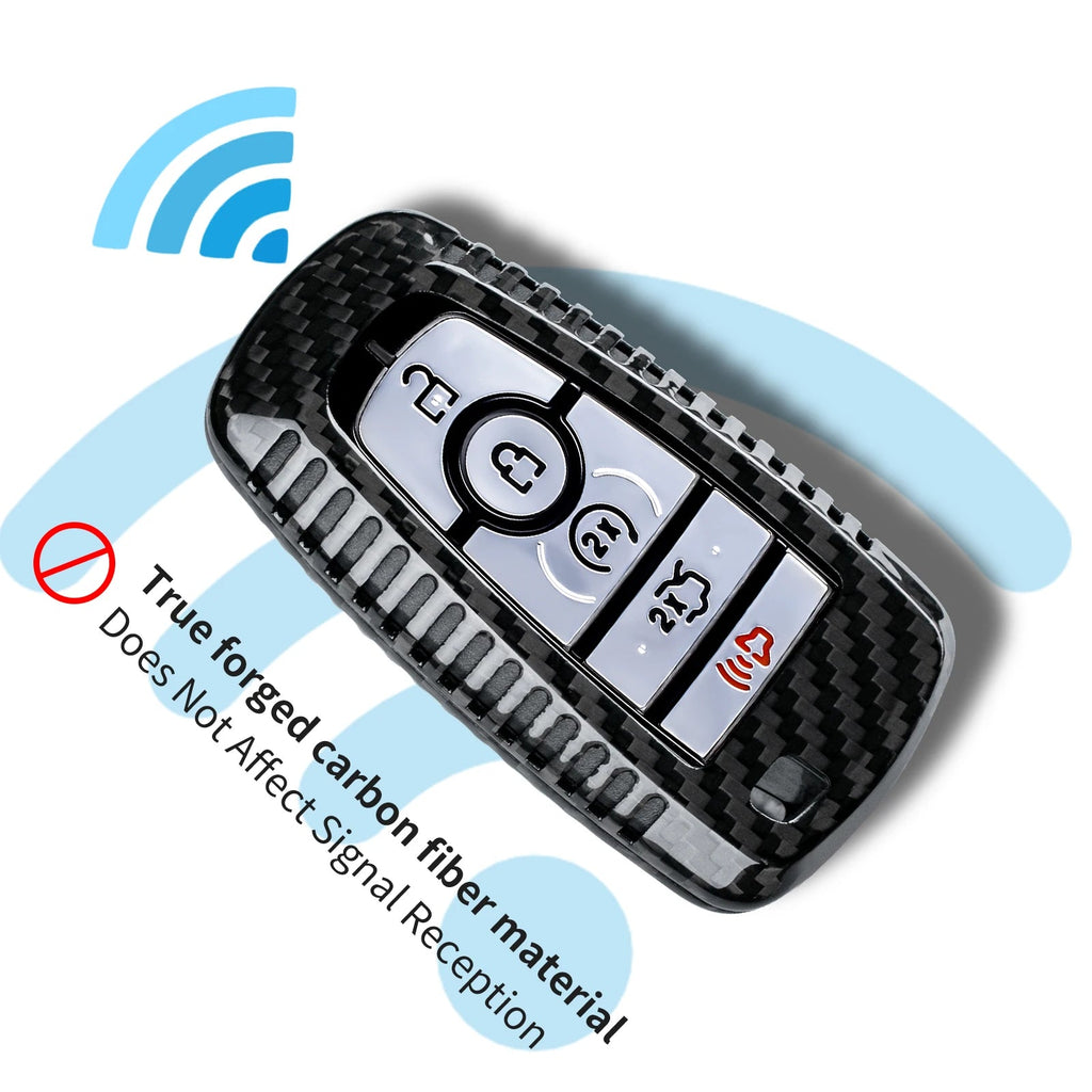for Key Cover Ford Mustang Carbon Fiber Key Shell Protector Cover for Ford 150 Fusion  Escape 5 Button Key Case With Keychain CM World