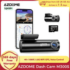 AZDOME M300S 4K Dash Cam Front and Rear, 5.8G WiFi GPS Dash Camera for Cars, Free 64GB SD Card, Voice Control, WDR Night Vision Car Mobile World