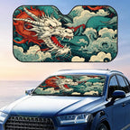 Japanese Wave Dragon Sun Visor Foldable Universal Car Windshield Sun Shade UV Protection Heat Insulation Foldable Cover