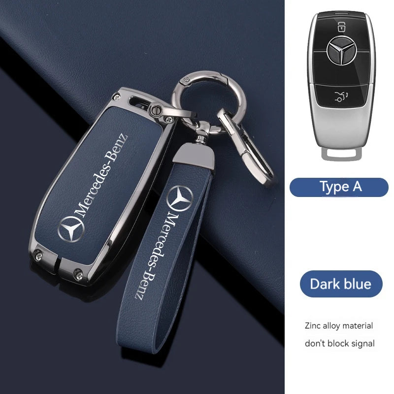 1pcs Leather Car Smart Key Case Cover Shell Fob Holder For Mercedes Benz A B C E S  R-Class C43 CLA GLB GLC GLK SLK SL Vito W20 CM World