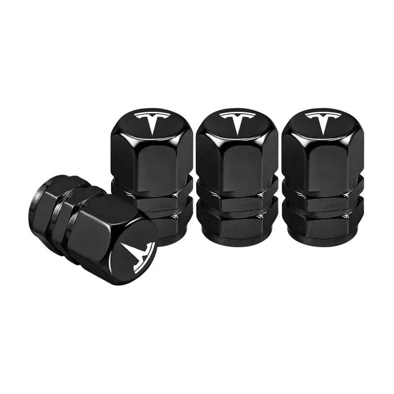4pcs Metal Car Wheel Tire Valve Stem Caps Cover For Tesla Model 3 Y S X Cybertruck Juguete Sticker Coil SpaceX Auto Accessories