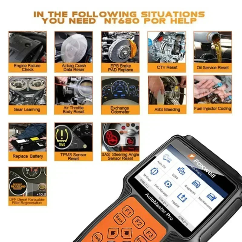 Foxwell NT680 Plus WIFI All Systems Car OBD2 Scanner Diagnostic Tool with Oil Light/EPB Functions Update of Foxwell NT680 Pro Car Mobile World