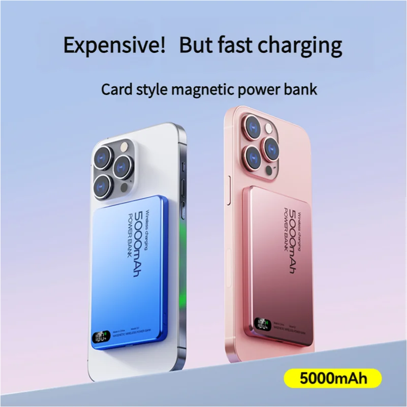 New Qi Original Alloy Powerbank Backup Battery For iPhone 16 15 14 13 12 Wireless Fast Charger Magnetic Power Bank For Magsafe