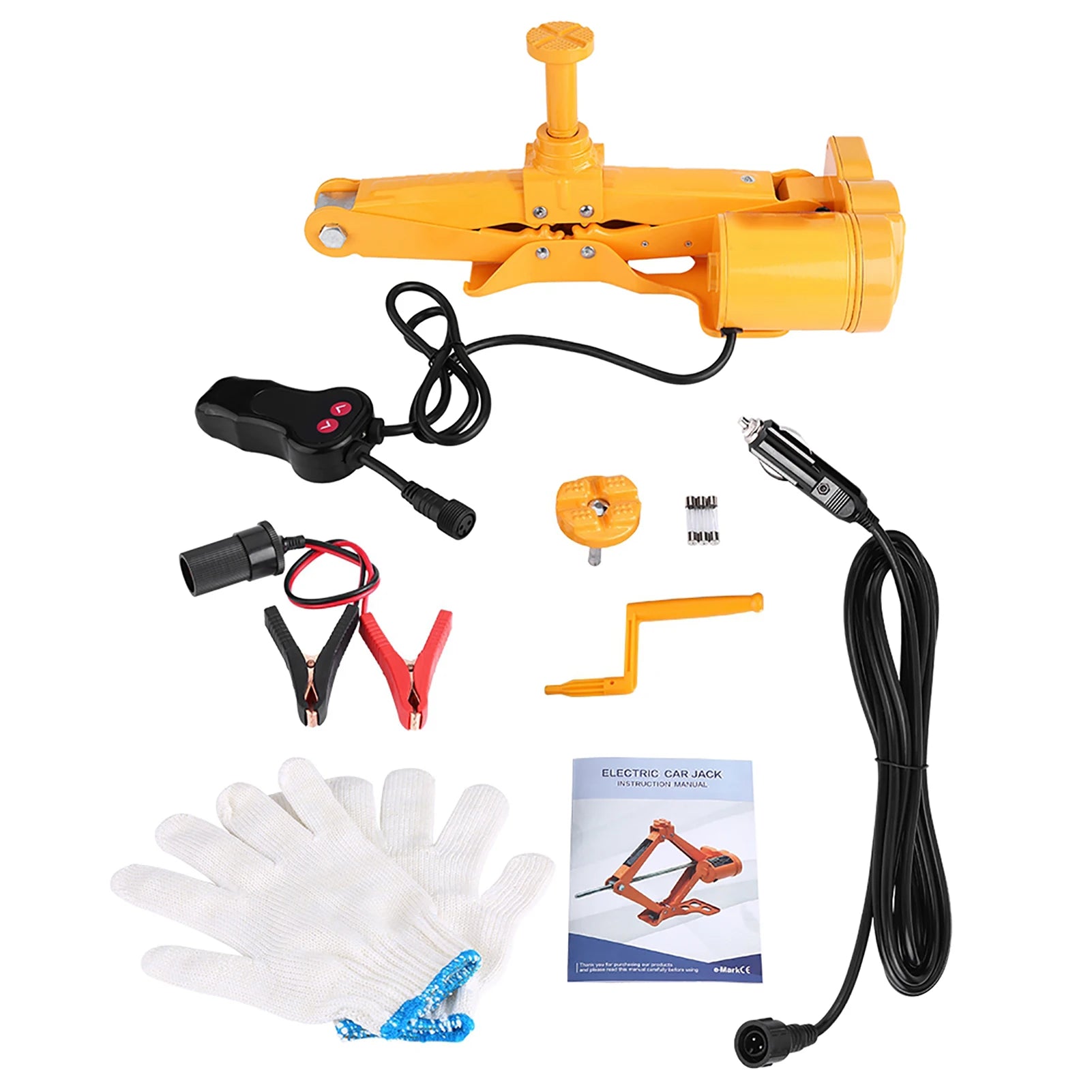 12V Compact Electric Car Jack with Tire Inflater & Lift Platform - 3T Capacity Portable Vehicle Lift for Cars, SUVs, Trucks - Qu CM World