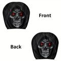 2Pcs Death Skull Flame Red Eye Print Car Headrest Cover Elastic Neck Support Auto Headrest Protector Easy Install Universal Car