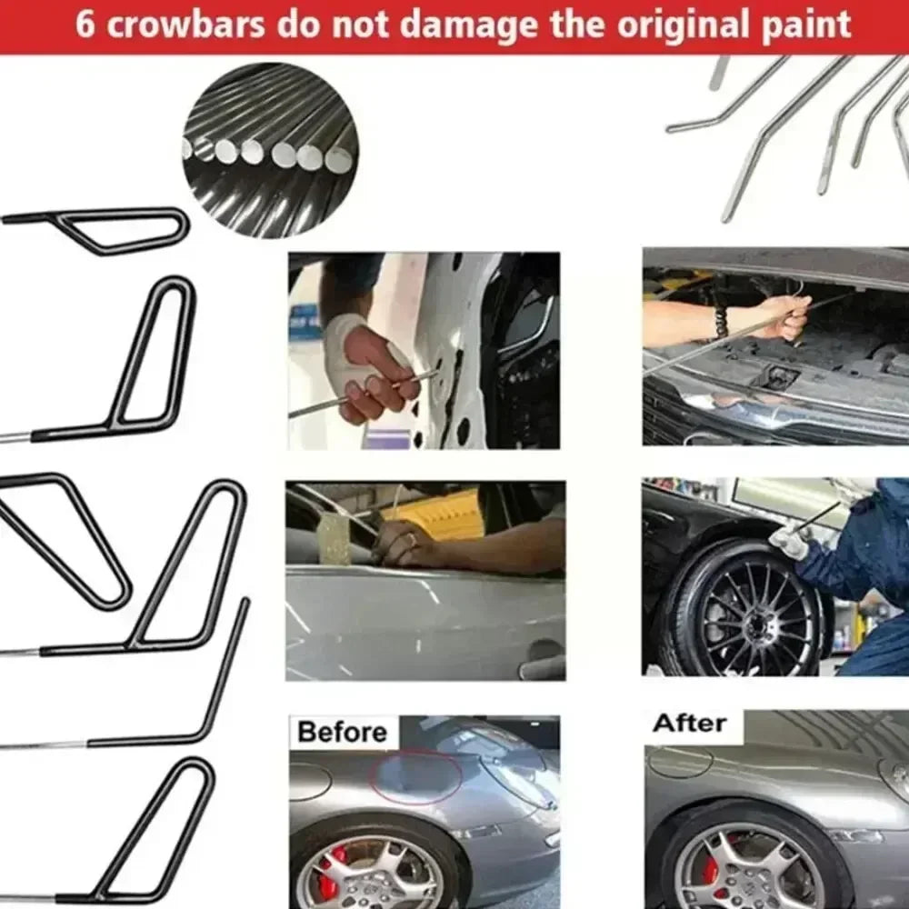 New Car Hook Rods Paintless Dent Repair Hail Remover Hooks Rods Kits Auto Body Dents Stainless Steel Hands Tools