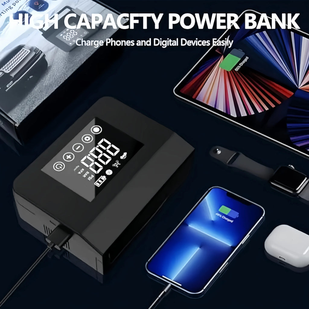 HIEHA 2026 4000A Car Jump Starter, 15000mAh Power Bank, 150PSI Portable Tire Inflator Air Compressor Power Bank With LED Light