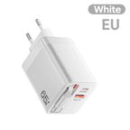 65W Fast Charger With Retractable USB C Cable 2 Ports USB Type C Charger PD Quick Charge 3.0 Phone Chargers For iphone Android Car Mobile World