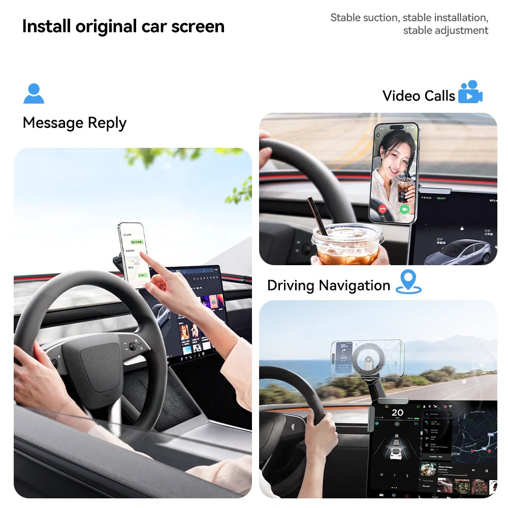 YZ Magnetic Car Phone Holder for Tesla Model YL Y 3  Car Display Screen Side 360 Degree Rotation Car Mount for all iPhone 17 18