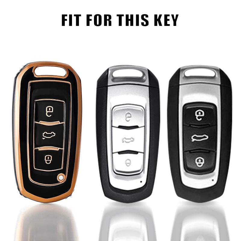 TPU For Geely Car Key Case Cover with Keychain Holder for Geely Emgrand 7 GX3 Atlas GS NL3 Gili Emgrand 7 EX7 GT GC9 Protector