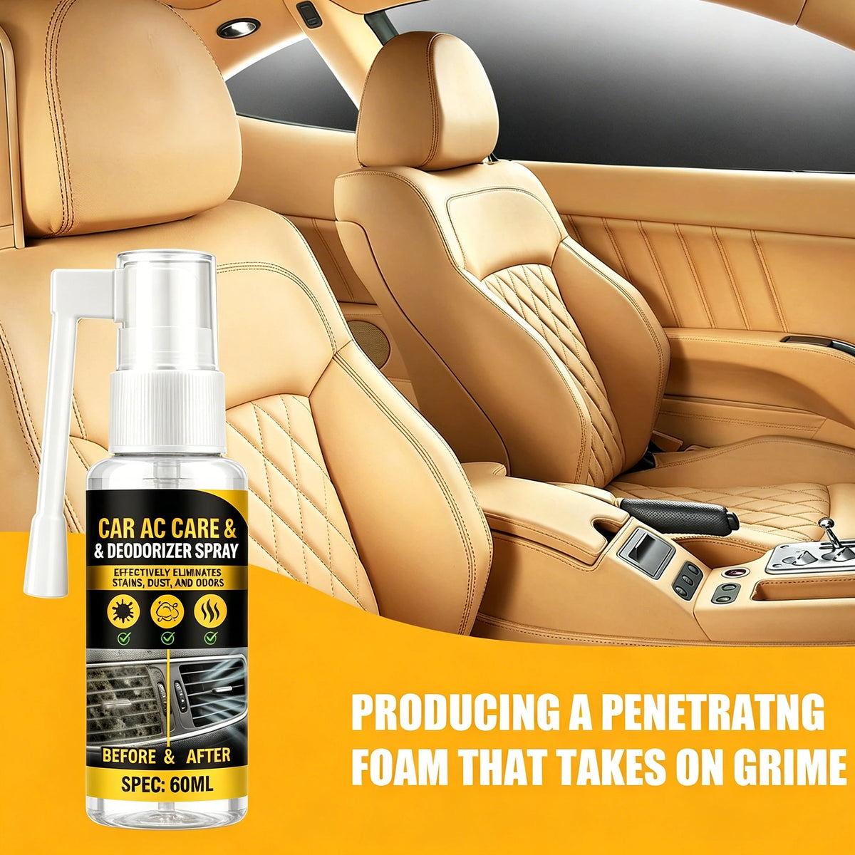 Car Air Conditioner Cleaning Spray, Remove Odor Dust Mold, Summer Air Conditioner Vent Foam Cleaning Deodorant Car