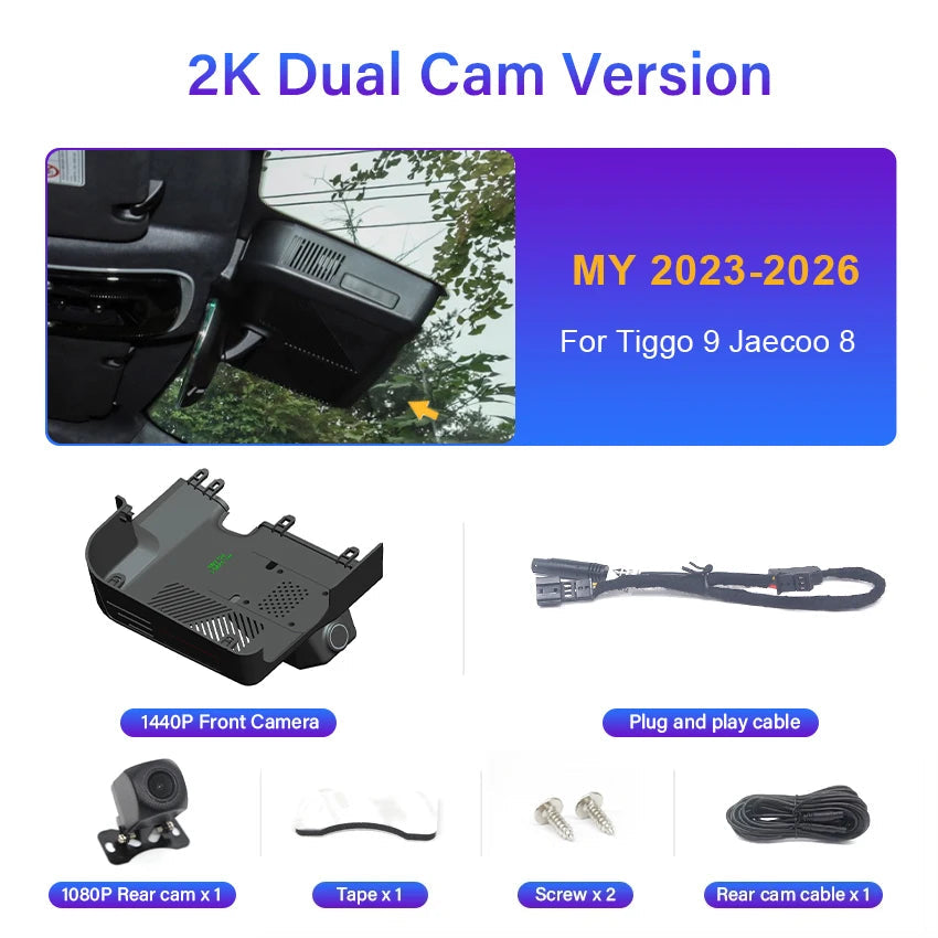 New! Dashcam For Chery Tiggo 9 Jaecoo 8 J8 Chery Fulwin T10 2023-2026 Car Dash Cam Camera DVR Wifl Plug And Play Video Recorder Car Mobile World