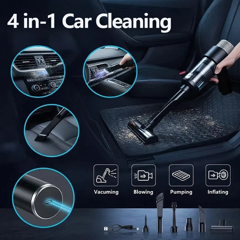 VYVYLABS 15000Pa Strong Suction Car Vacuum Cleaner with Led Lighting Rechargeable Wireless Cleaner Handheld Mini Car Cleaning Car Mobile World