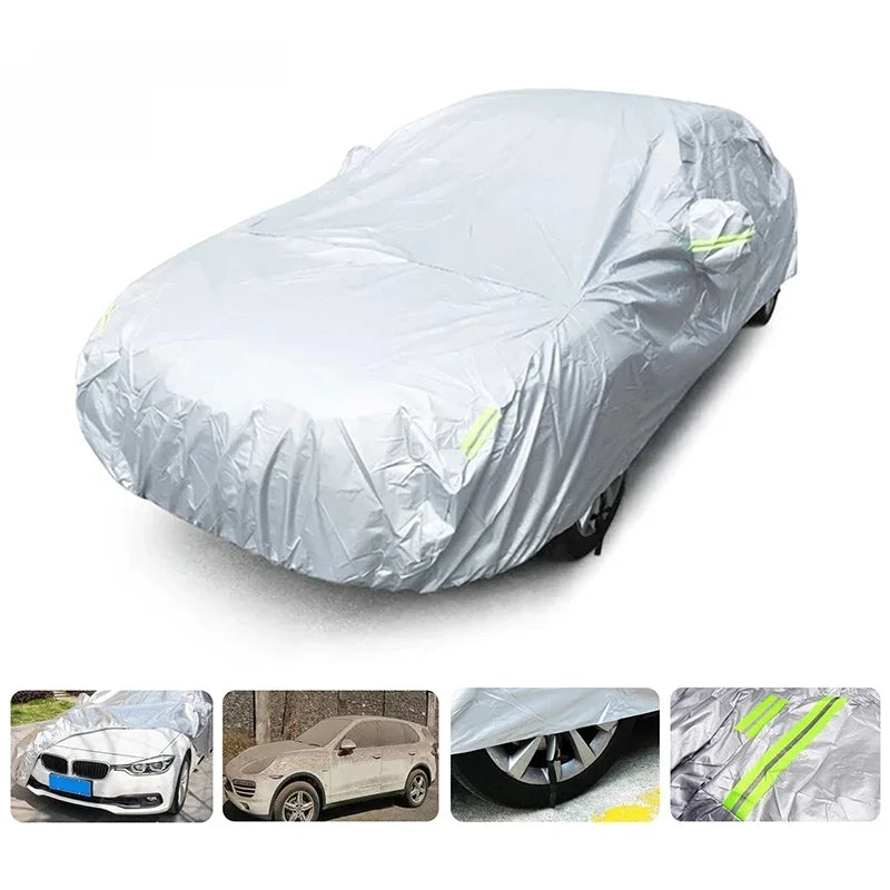 Car Cover Outdoor Protection Full Exterior Snow Cover Sunshade Dustproof Protection Cover Universal for Hatchback Sedan SUV Car Mobile World
