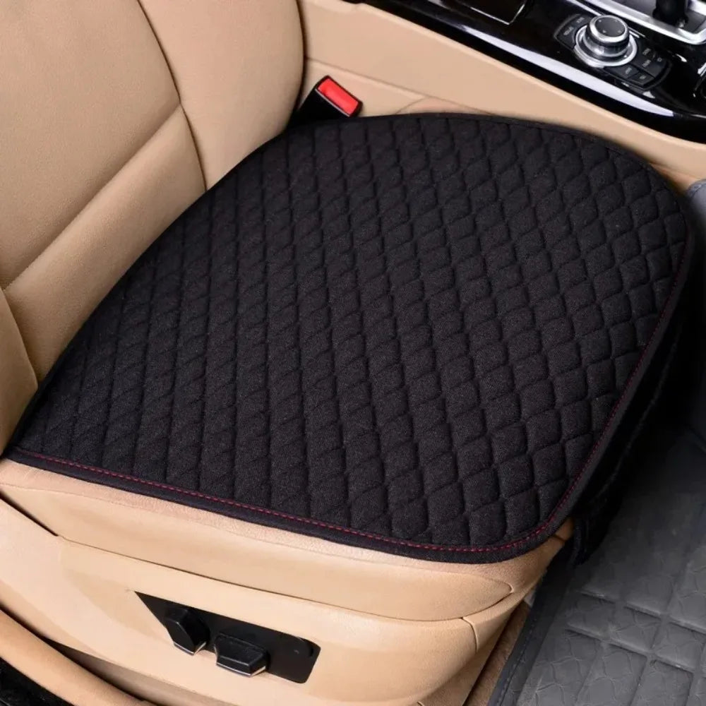 Universal Linen Car Seat Cushion Without Backrest – Non-Slip Design, Uses for Front Seat Driving & Office Car Use CM World