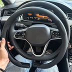 Leather D cut Auto Steering Wheel Cover Ultra-Thin Breathable Non-Slip D Shape Sport Car Steering Wheel Protector Accessories CM World