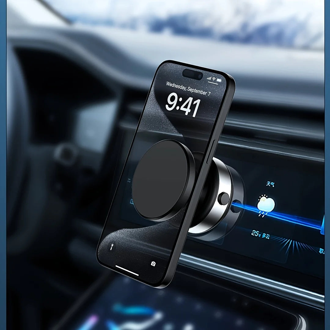1pc Car Navigation Holder with 360° Rotation - Magnetic Phone Holder, Vacuum Suction, Stable for Driving, Kitchen, Fitness.