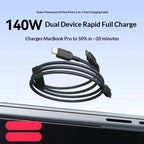 Anker 2 In 1 Dual Type C 140w Pd Fast Charging Cable Nylon Braided Compatible For Different Smartphones Suitable In Car Office