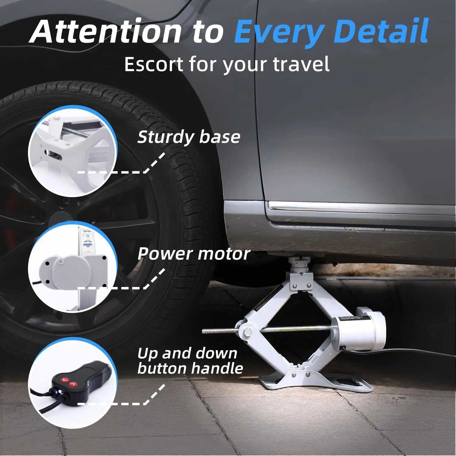 2-Ton Electric Car Jack with Remote Control - Automatic Vehicle Lift Kit for Roadside Tire Changes on Sedans and SUVs CM World