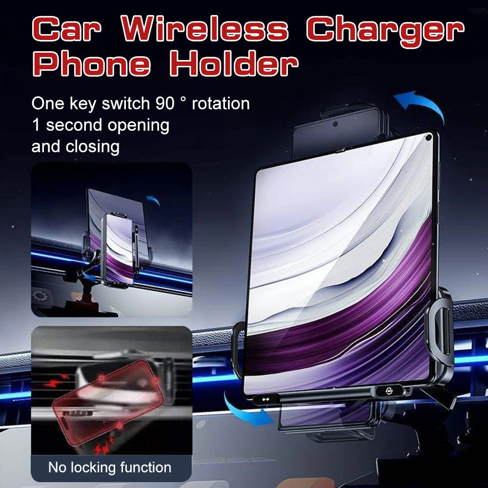 Car Wireless Charger Dual Coil Fold Screen Car Fast Charging Stand for Samsung Galaxy Z Fold 6 Flip 3 Air Vent Car Phone Holder CM World