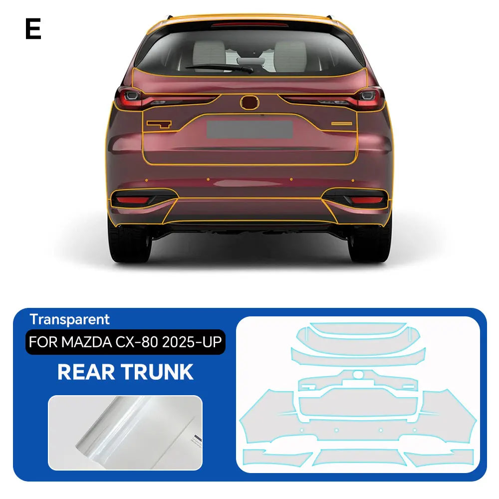 For Mazda CX-80 2025-2026 PPF Car Film 9Mil Pre-Cut Paint Protection Film TPU Invisible Anti-scratch Resistant Vinyl Wrap Film Car Mobile World