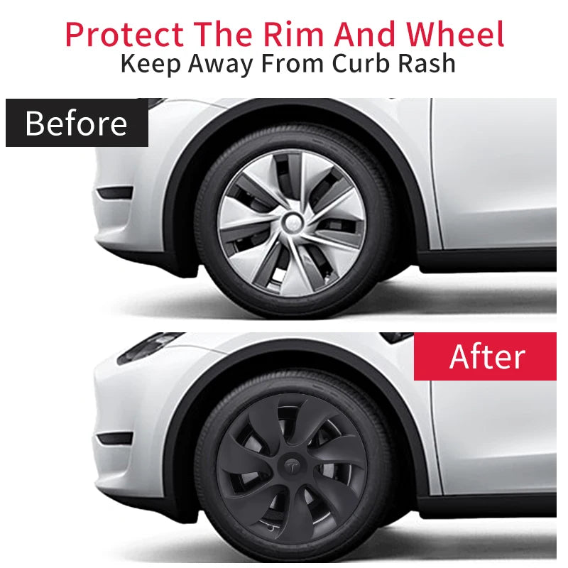 4PCS 19 Inch Wheel Cover for Tesla Model Y 2020-2024 Right＆Left Automobile Hubcap Replacement Wheels Cover Full Rim Accessories CM World
