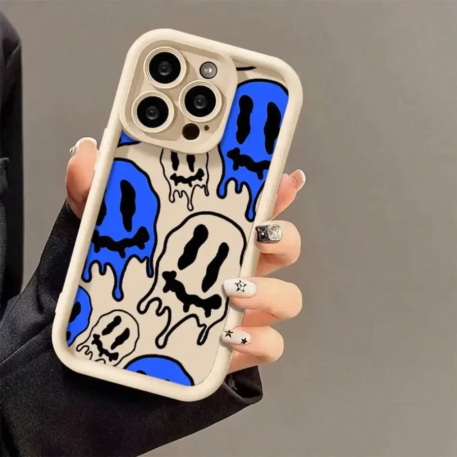 Soft Case For IPhone 17promax/17air 15, 14, 13, 12, 11 Pro Max In Blue And White With Black Case. Car Mobile World