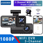 WIFI 3 Camera Dash Cam Cabin Car Dvr 1080P Interior Vehicle Three Way Channel Dvrs Recorder Video Registrator Dashcam Camcorder