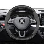 Suitable for Skoda Suede Matte Carbon Fiber Texture Steering Wheel Cover Suitable for Octavia 2 3 A7 1 Superb Roomster A5 Rapid Karoq Yeti Spaceback Fabia Monte Carlo Mk3 Accessories CM World