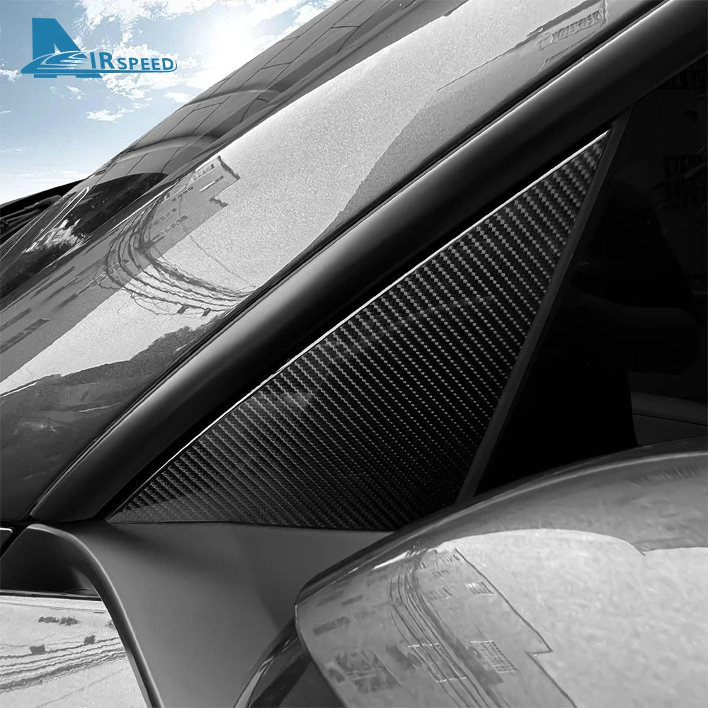 For Tesla Model Y 2025 A Pillar Outer Triangle Carbon Fiber Pattern TPU Film Interior Decoration Car Modification Accessories Car Mobile World