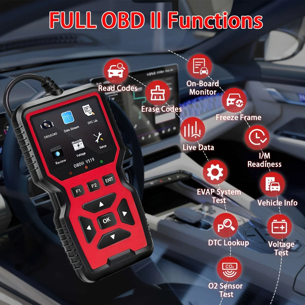 Professional Obd2 Diagnostic Scanner Tool, USB Powered, Engine Fault Detector, Code Reader, Battery Tester, I/M Readiness Status, Code Eraser, Supports 10 Languages, Suitable for All Obd Ii Protocol Cars Manufactured since 19 Car Mobile World
