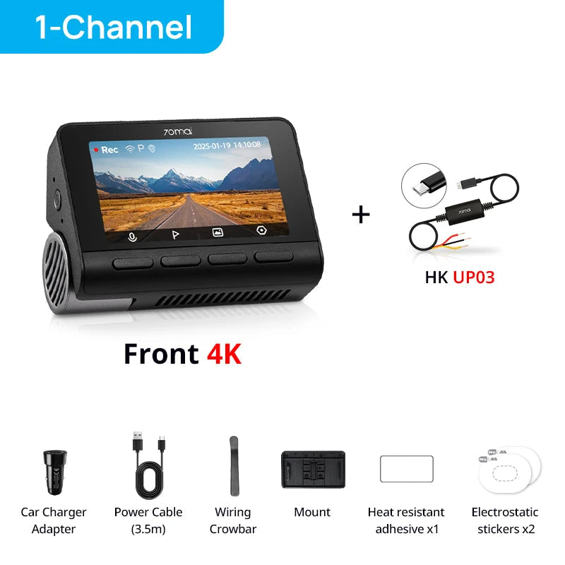70mai 4K Dash Cam A800SE Upgraded Version of 70mai A800S Voice Control Supercapatior GPS ADAS Car DVR 70mai A800SE UHD Wifi 6 Car Mobile World