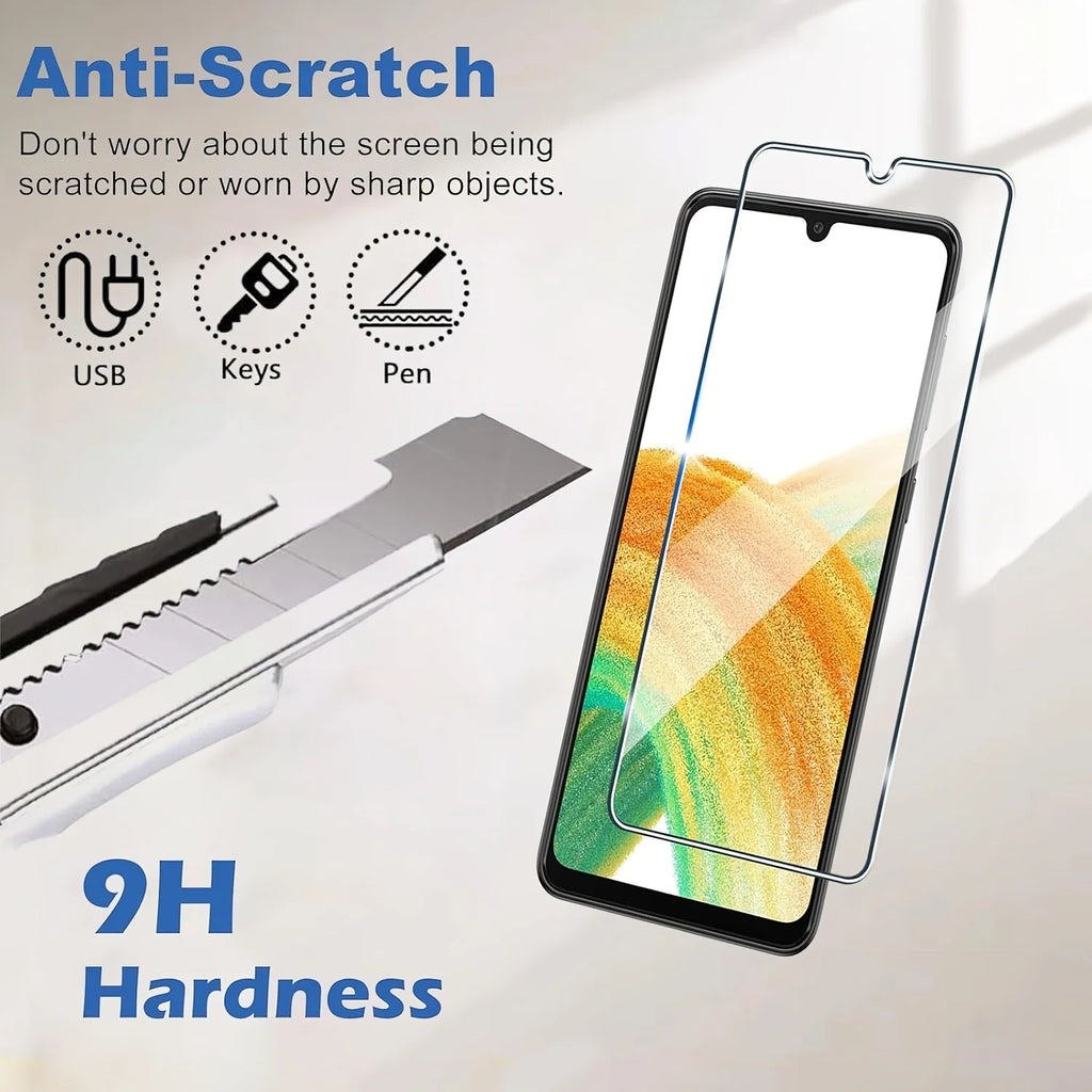 【3+3 PACK】 Designed for Samsung Galaxy A33 Screen Protector and Camera Lens Protector, 9H Hardness, Galaxy A33 Tempered Glass ce Car Mobile World