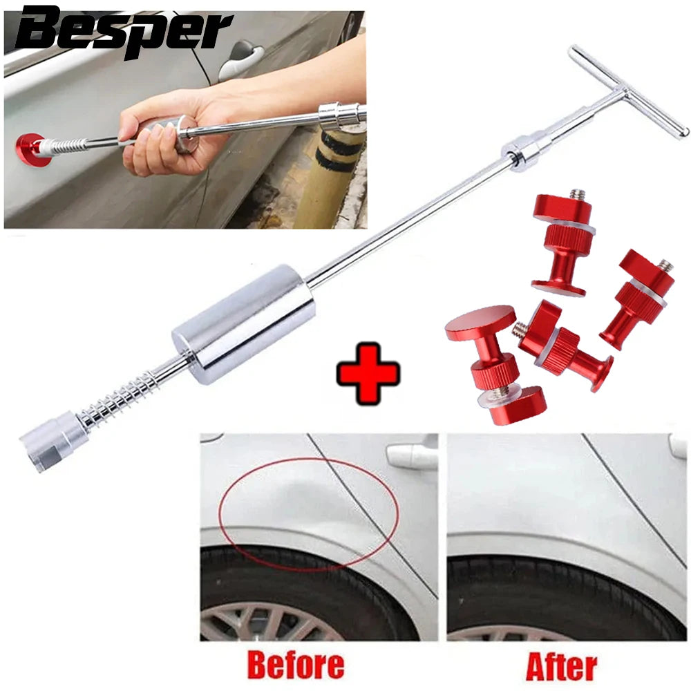 Car Dent Puller Repair Kit-T Bar Dent Tool with 4pcs Heavy-Duty Aluminum Alloy Pull Tabs  for Auto Body Paintless Dent Removal CM World