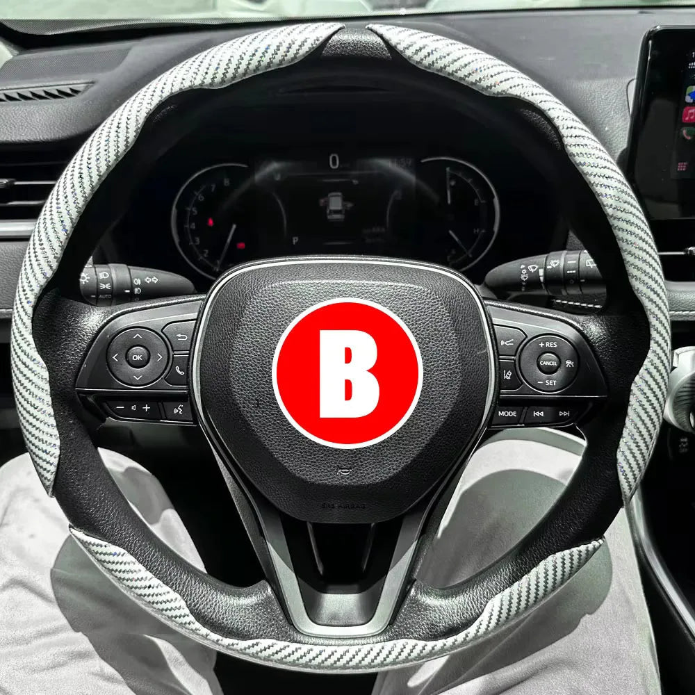 3PCS Car Steering Wheel Cover Warm Winter 38cm Round Steery Wheel Universa Glossy Laser Carbon Fiber Auto Interior Accessories CM World