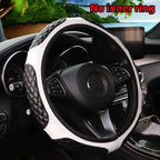 6 semi-circular PU sheepskin embroidered car rimless steering wheel cover for 14-15 inch car interior accessories CM World