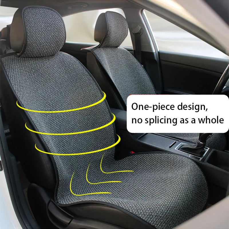 SEAMETAL Linen Car Seat Cover Four Season Universal  Seat Covers Anti Slip Pad Protector Mat Summer Breathable Auto Seats Covers
