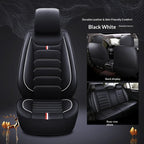 Five-seat car seat covers with dual-tone trim, luxury leather upholstery, fits most vehicles CM World