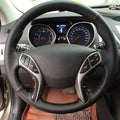GNUPME Black Artificial Leather Hand-stitched Car Steering Wheel Cover for Hyundai Elantra 2011-2016 Avante i30 2012-2016 CM World
