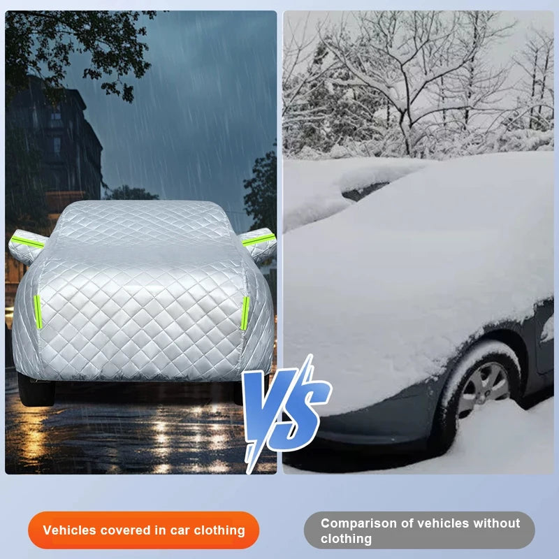 Full-Wrapped Car Cover All Weather Outdor Car Exterior Protection Covers Snowproof Anti-hail Cover Universal for Sedan SUV Car Mobile World